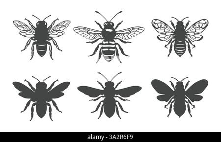 Honey bee SVG, Honeybee silhouette, Bee svg, Bee silhouettes, Flying bee silhouette, Honey bee icon, Bee vector illustration, Honey bee clipart, Honey Stock Vector