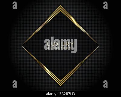 Abstract modern luxury black background with golden diamond cubes with shadow Stock Vector