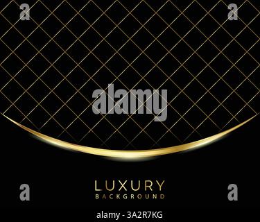 Abstract modern luxury background vector dark layer shadow with golden stripped background Stock Vector