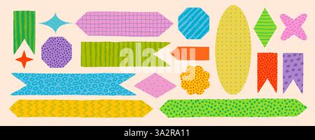 Memo stickers in various shapes and styles. Stock Vector
