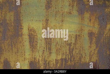 Old rusty metal background with worn green paint Stock Photo