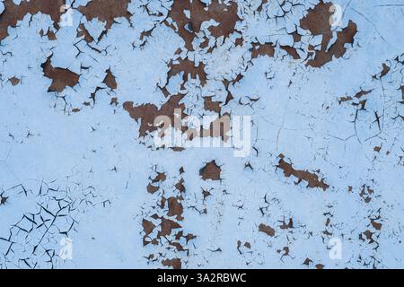 Grunge blue paint on rusty metal surface. Abstract background Stock Photo
