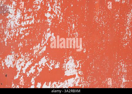 Old grunge rusty metal texture. Red and white paint background Stock Photo