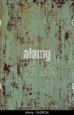 Background with rusty metal texture painted with green paint Stock Photo
