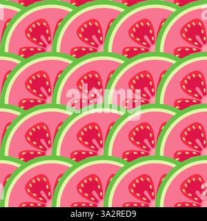 Guava slices seamless botanical pattern vector illustration Stock Vector