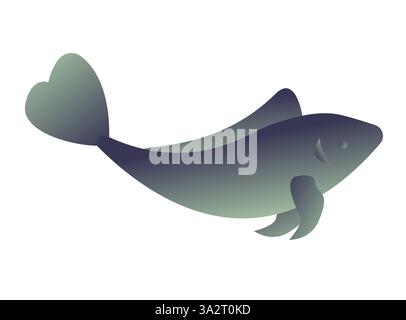 Silver small fish. Icon in flat style. Vector illustration isolated on white background. Stock Vector