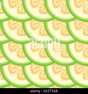 Tropical guava sliced seamless botanical pattern vector illustration Stock Vector