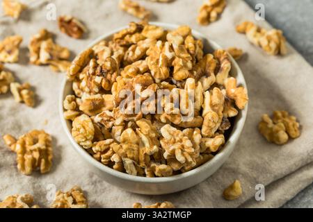 Organic Raw Walnut Halfs in a Bowl Stock Photo