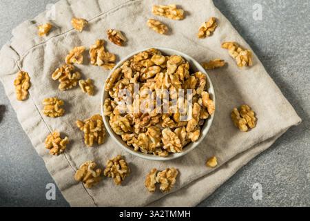 Organic Raw Walnut Halfs in a Bowl Stock Photo