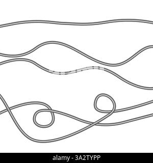 Abstract rope lines. Gray vector illustration. Wavy loop design. Minimalist white background. Stock Vector