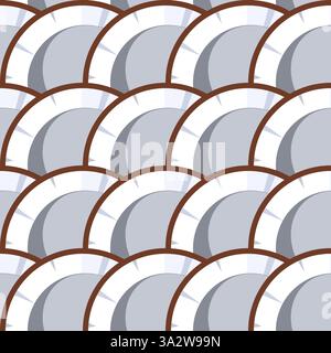 Coconut cut tropical fruit seamless pattern vector illustration Stock Vector