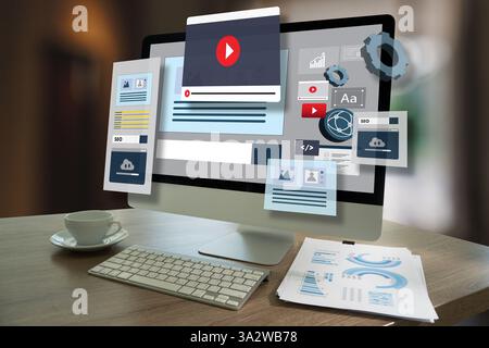 A creative person works on web design  to build responsive websites and digital applications. Website designer Creative planning application developer Stock Photo