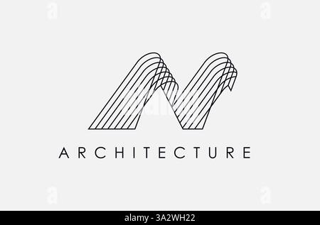 Architecture Bridge Logo Design, Creative Architecture Design Logo. Builder Architect House And Bridge, Architectural, Building House Construction Stock Vector