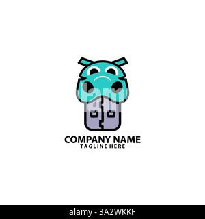 hippo USB logo design vector Stock Vector