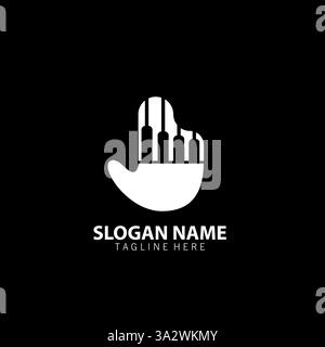 hand pianologo design vector Stock Vector