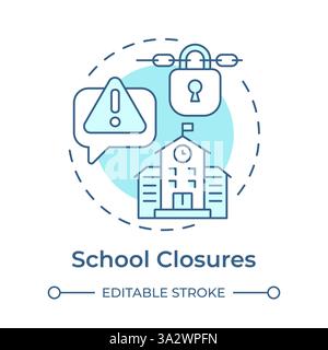 School closures soft blue concept icon Stock Vector