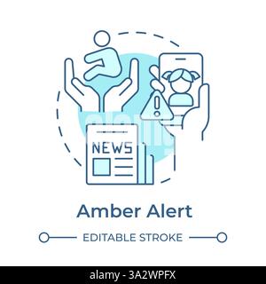 Amber alert soft blue concept icon Stock Vector