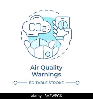 Air quality warnings soft blue concept icon Stock Vector