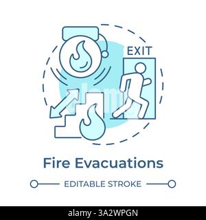 Fire evacuations soft blue concept icon Stock Vector