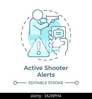 Active shooter alerts soft blue concept icon Stock Vector