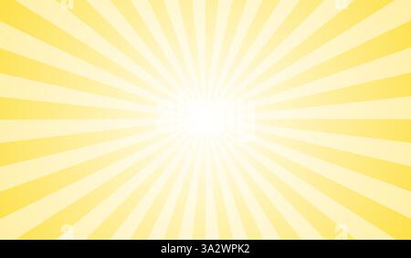 Ray sun. Yellow sun rays. Sunburst background. Star beam. Burst radial line. Retro pattern. Starburst light. Orange shiny lines. Sunray stripe. Banner Stock Vector