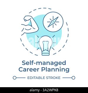 Self managed career planning soft blue concept icon Stock Vector