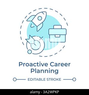 Proactive career planning soft blue concept icon Stock Vector