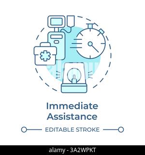 Immediate assistance soft blue concept icon Stock Vector