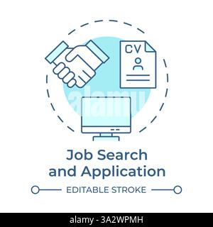 Job search and application soft blue concept icon Stock Vector