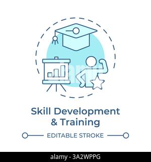 Skill development and training soft blue concept icon Stock Vector