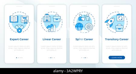 Career types blue onboarding mobile app screen Stock Vector