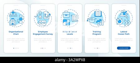 Career progression blue onboarding mobile app screen Stock Vector
