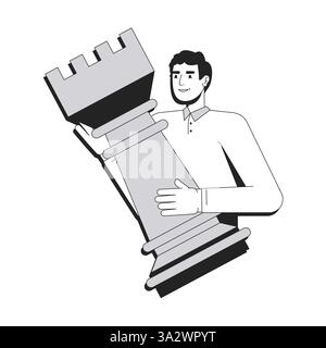 Chess player line conceptual illustration Stock Vector