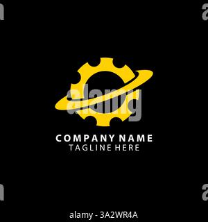 orbit gear logo design vector Stock Vector