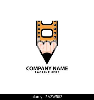 pencil film logo design vector Stock Vector