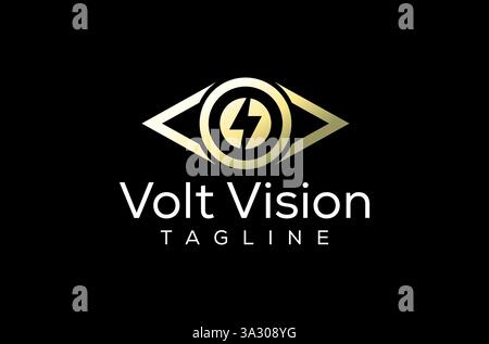 Insight Energy Logo, Eye Vision Focus On Volt Logo Design, Power Monitoring Logo, Supervision Energy Security Eye Shield Letter V Volt Spark Flash Stock Vector