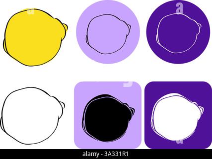 Lemon graphic line ink logo. Vector design in black and white colors for you business, web, package, sticker, prints Stock Vector