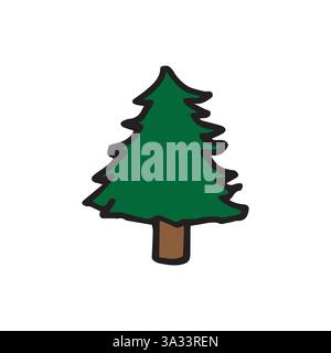 evergeen tree hand drawn drawing vector doodle cute childish cartoon scribble illustration Stock Vector