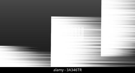 Black and White Bright Linear Striped Motion Blur Pattermed Overlaying Rectangle Gradient Shapes: A Clean, Sleek and Dynamic Vertical Contrast, Abstra Stock Vector
