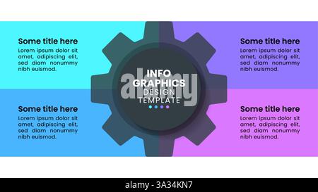 Infographic template with 4 options or steps. Gear. Can be used for workflow layout, diagram, banner, webdesign. Vector illustration Stock Vector