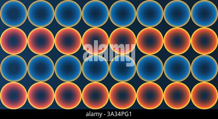 Abstract Partially Faded Spotted Pattern, Large Circular Gradient Shapes - Rows of Colored Shapes of Blue, Brown, Red and Orange  - Geometric Mosaic T Stock Vector