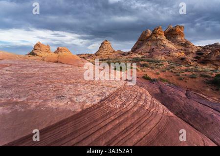 A unique sandstone formations in Coyote Buttes, Paria Canyon-Vermilion Cliffs Wilderness, Arizona. Stock Photo