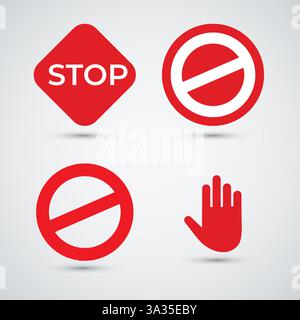Stop sign logo set design template Stock Vector