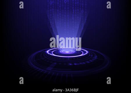 Abstract Big data Technology binary code wall random blue digits. Vector Illustration Stock Vector
