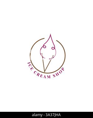 ice cream cone logo design, ice cream logo vector Stock Vector