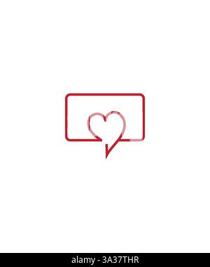 Love chat logo vector, heart chat logo design, vector illustration Stock Vector