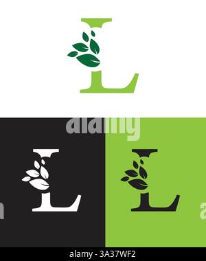L letter leaf logo, L letter agricultural logo Stock Vector