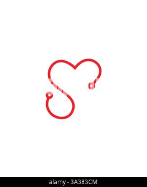 love stethoscope logo, stethoscope logo healthcare with heart shape and medical design vector Stock Vector