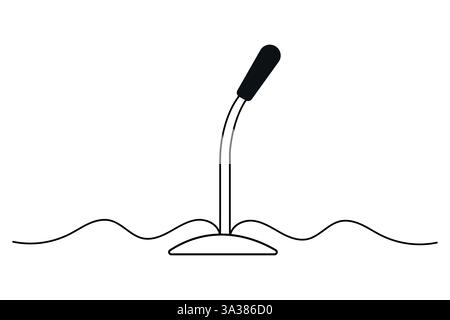 Continuous one line drawing of microphone simple vector illustration Stock Vector