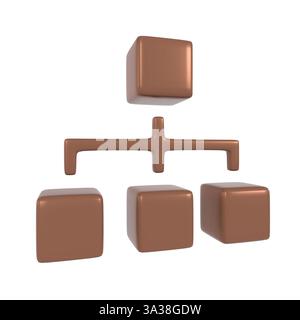 This collection features brown geometric shapes and a connector, perfect for design projects. Stock Photo